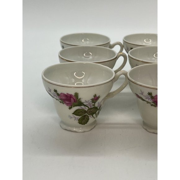Set of 6 PorcelainTea Cups with Pink Roses Made in Japan - Picture 8 of 11